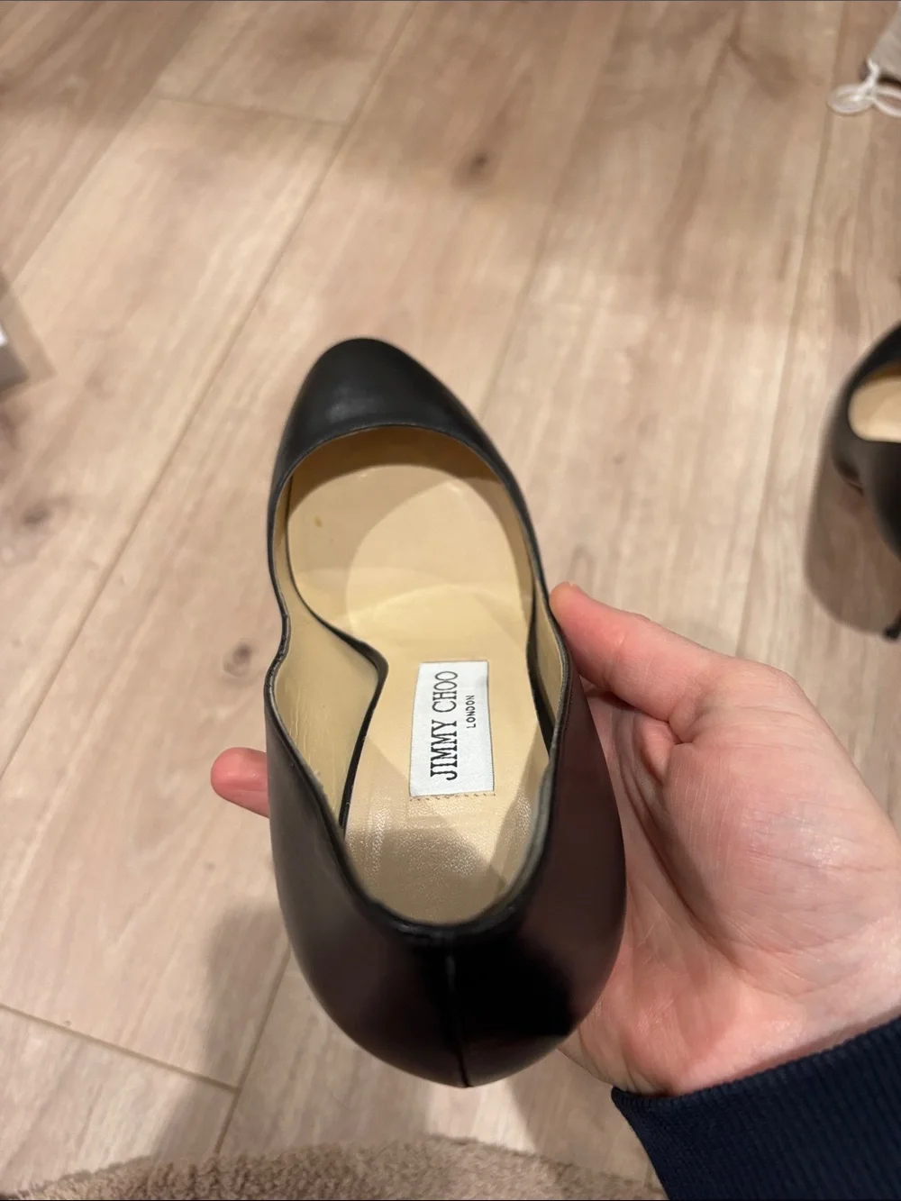 Jimmy Choo Black Leather Round-Toe Pumps